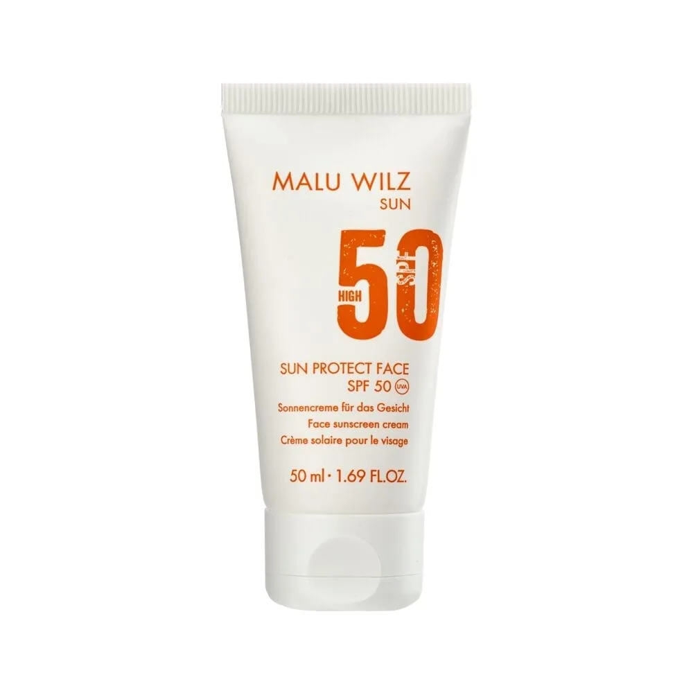 Sunscreen lotion for the face with moisturizing hyaluronic acid and vitamin E with SPF 50